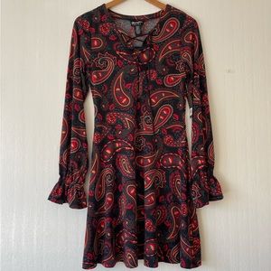 Wrangler Retro Paisley Ladies Americana Dress Balloon Sleeves Vintage Style NWT